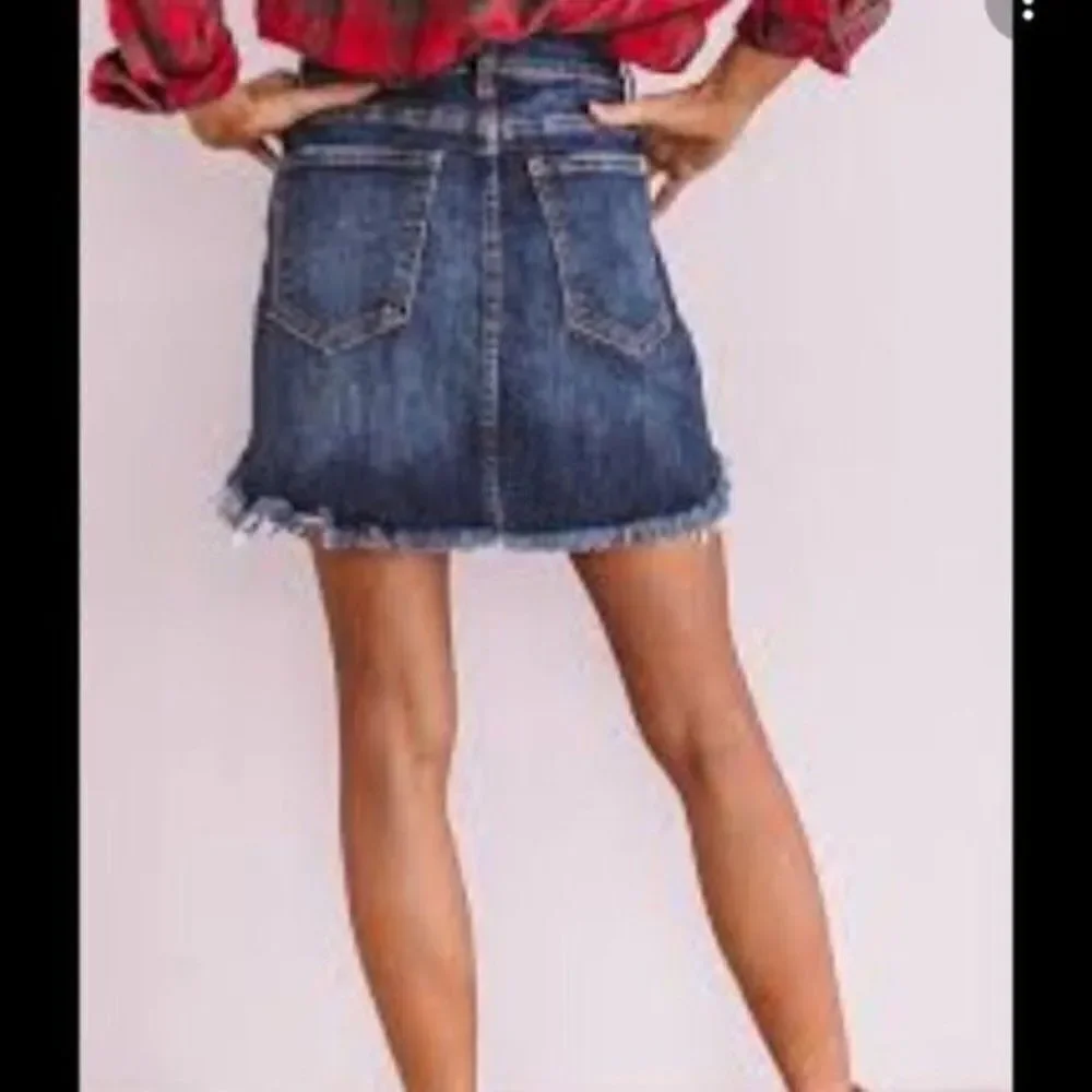 JCrew Stone washed denim skirt raw hem 0 BoxK